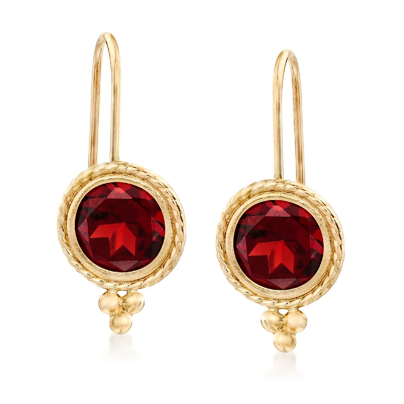Premium Jewelry, Premium Discounts – Act Fast Ross-Simons Garnet Drop Earrings in 14kt Yellow Gold