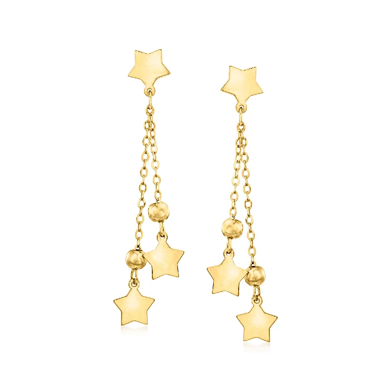 Fashion-Forward Jewelry At Incredible Prices Ross-Simons Italian 14kt Yellow Gold Star and Bead Drop Earrings