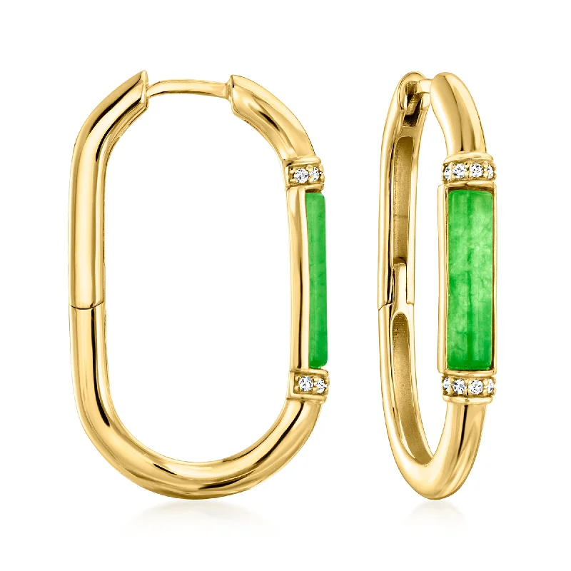 Save On Luxury Jewelry Pieces – Limited-Time Offers Ross-Simons Jade and . White Topaz Paper Clip Link Hoop Earrings in 18kt Gold Over Sterling