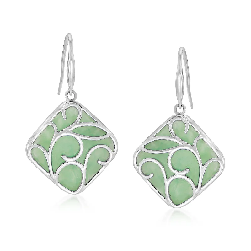 Exclusive Online Jewelry Sale – Don't Wait Ross-Simons Jade Drop Earrings in Sterling Silver