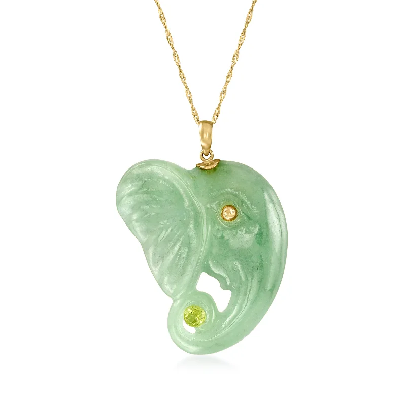 Huge Savings On Premium Jewelry Styles Ross-Simons Jade Elephant Pendant Necklace With . Peridot in 14kt Yellow Gold