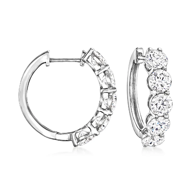 Exclusive Jewelry Offers – Shine For Less Ross-Simons Lab-Grown Diamond 5-Stone Hoop Earrings in 14kt White Gold