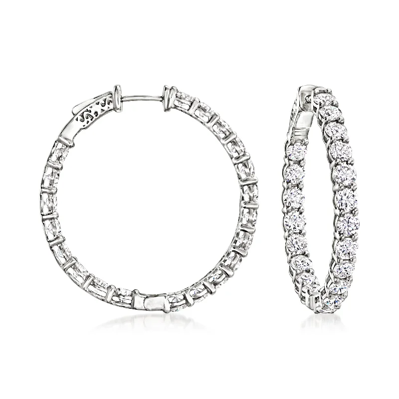 Customized Silver Jewelry For Unique Style Ross-Simons Lab-Grown Diamond Inside-Outside Hoop Earrings in 14kt White Gold