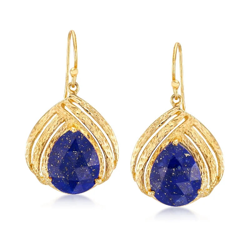 Don't Miss Our Biggest Jewelry Sale Of The Season Ross-Simons Lapis Drop Earrings in 18kt Gold Over Sterling