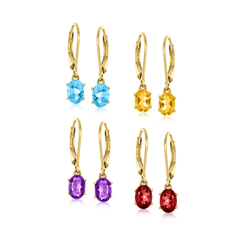 Jewelry Sale Alert – Shop Timeless Elegance Today Ross-Simons Multi-Gemstone Jewelry Set: 4 Pairs Of Drop Earrings in 18kt Gold Over Sterling