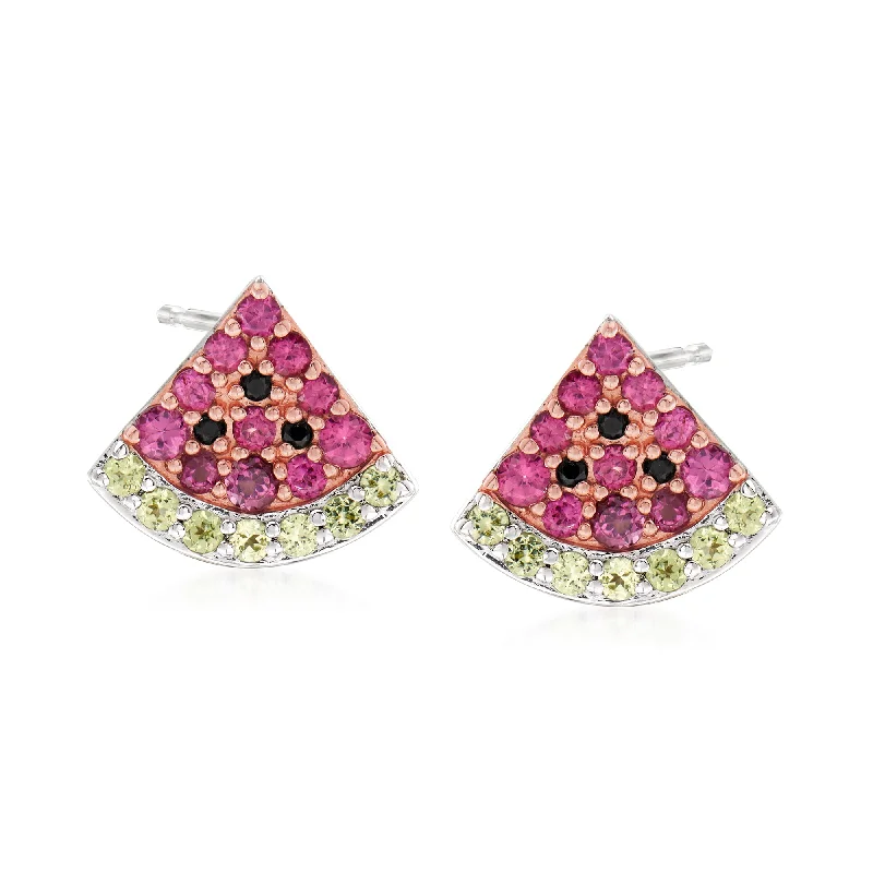 Grab Your Favorite Jewelry At The Lowest Prices Ross-Simons Multi-Gemstone Watermelon Earrings in 2-Tone Sterling Silver