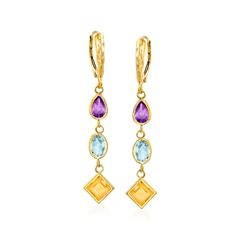 Must-Have Jewelry At Unbelievable Discounts Ross-Simons Multi-Stone Drop Earrings in 14kt Yellow Gold