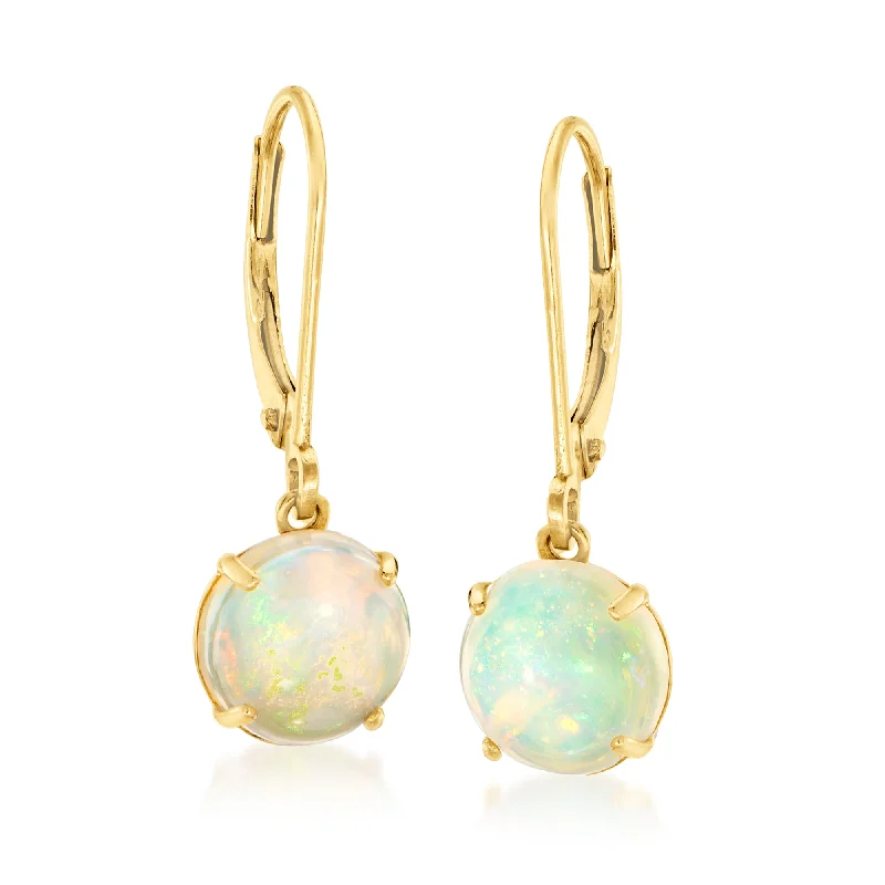 Shop Stylish Jewelry Now And Save Big Ross-Simons Opal Drop Earrings in 14kt Yellow Gold