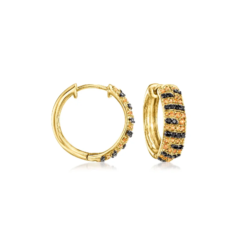 Trending Jewelry Styles Now At Limited-Time Discounts Ross-Simons Orange Sapphire and . Black Spinel Tiger-Print Hoop Earrings in 18kt Gold Over Sterling