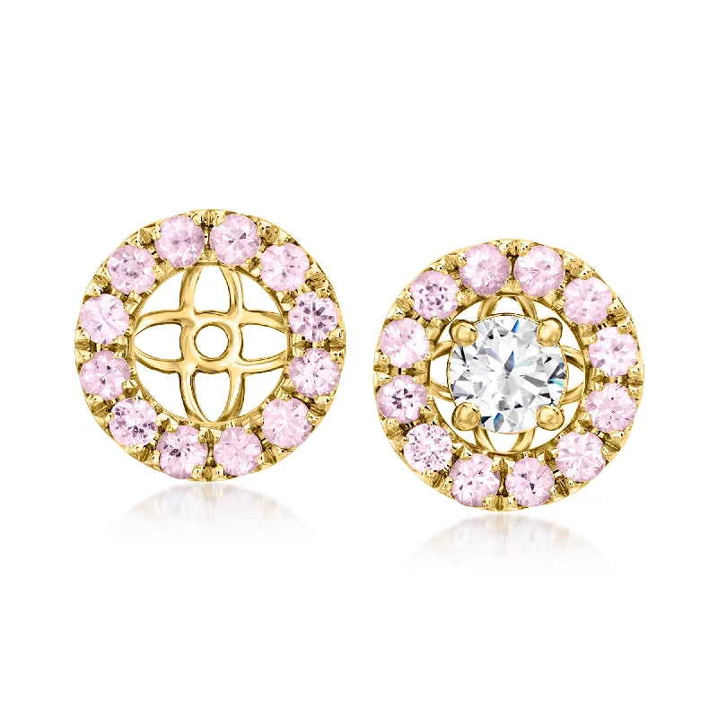 Premium Jewelry Now Available At Special Discounts Ross-Simons Pink Sapphire Earring Jackets in 14kt Yellow Gold