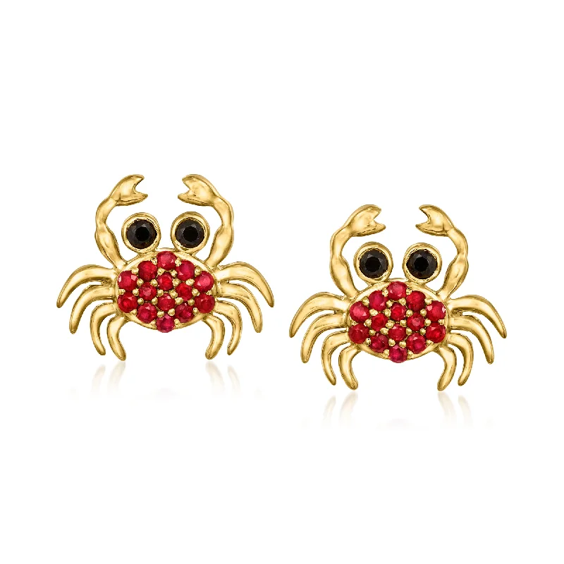 Unmissable Discounts On Timeless Jewelry Pieces Ross-Simons Ruby and . Black Spinel Crab Earrings in 18kt Gold Over Sterling