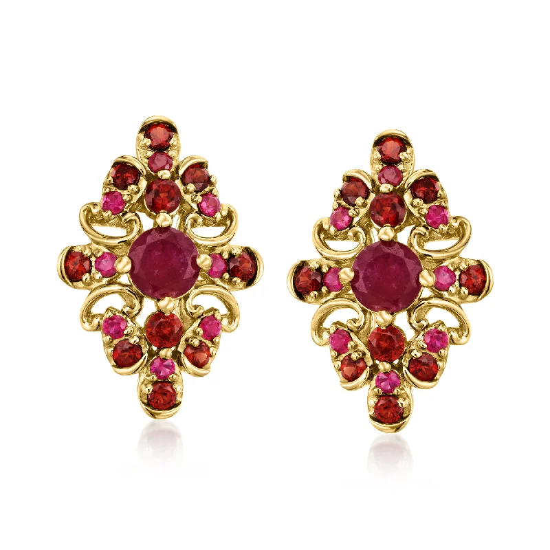 Elegant Jewelry, Exclusive Prices – Shop Now Ross-Simons Ruby and . Garnet Earrings in 14kt Yellow Gold