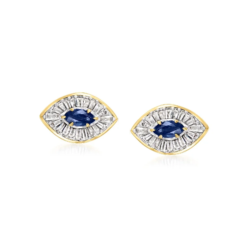 Special Offers On Handcrafted And Designer Jewelry Ross-Simons Sapphire and . Diamond Evil Eye Earrings in 14kt Yellow Gold