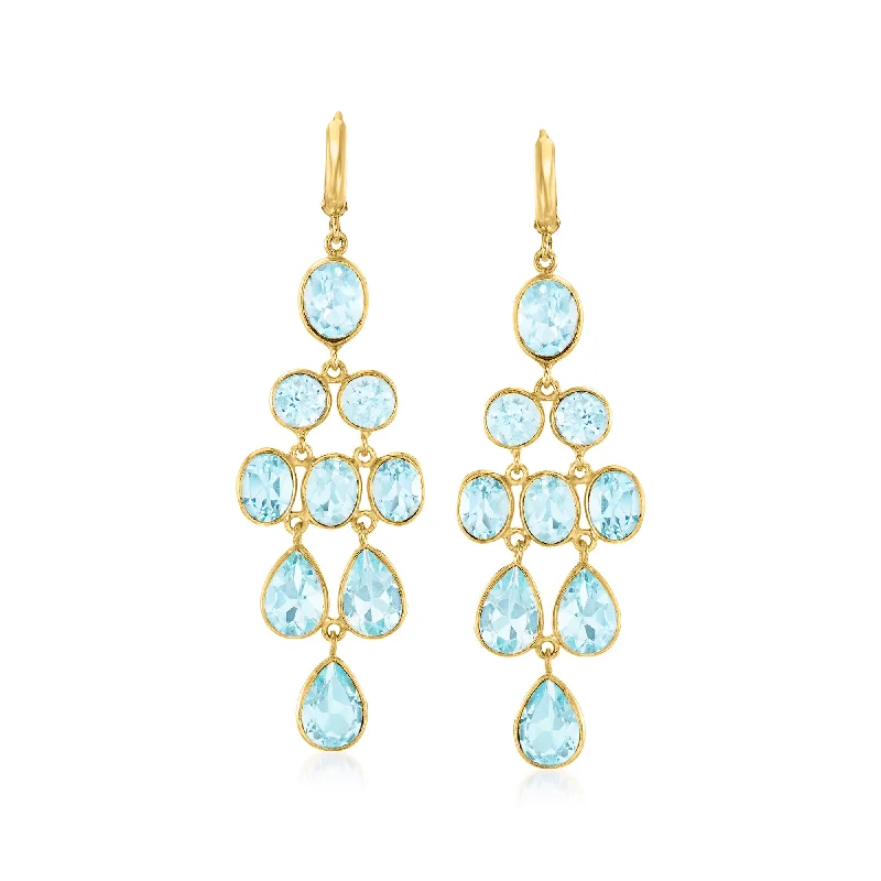 Must-Have Jewelry At Unbelievable Discounts Ross-Simons Sky Blue Topaz Chandelier Earrings in 18kt Gold Over Sterling