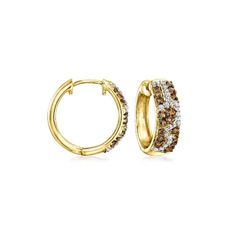Bestselling Jewelry Now On Sale – Elevate Your Look Ross-Simons Smoky Quartz and . White Topaz Giraffe-Print Hoop Earrings in 18kt Gold Over Sterling