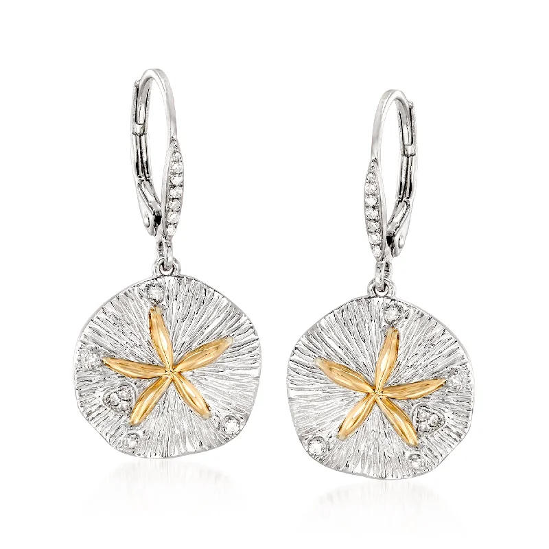 Your Perfect Accessory Now At The Best Price Ross-Simons Sterling Silver and 14kt Gold Sand Dollar Drop Earrings With . Diamonds