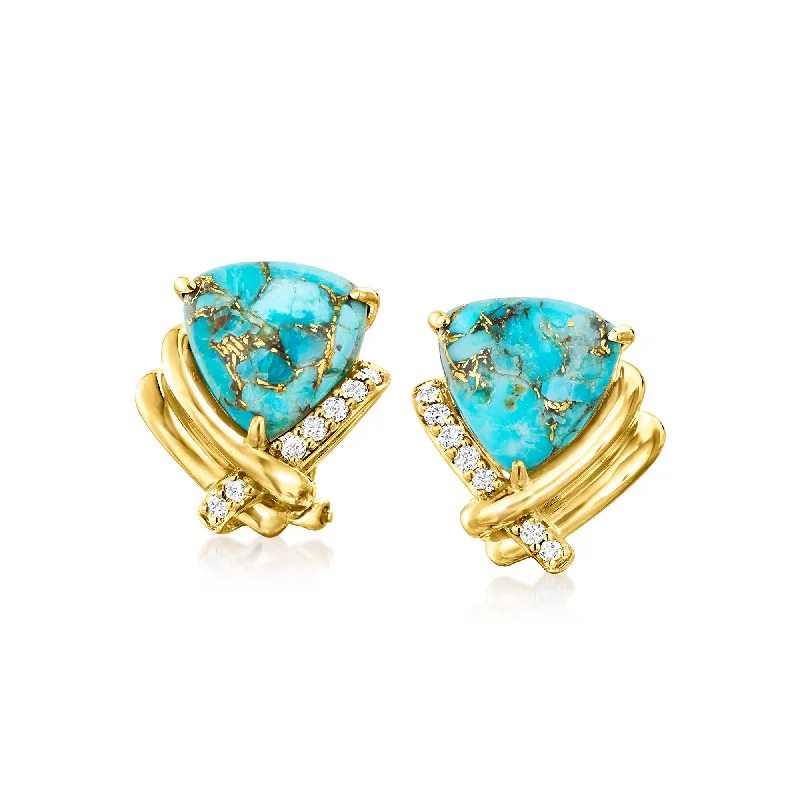 Shop Elegant Jewelry At Unbeatable Prices Ross-Simons Turquoise and . Diamond Earrings in 18kt Gold Over Sterling