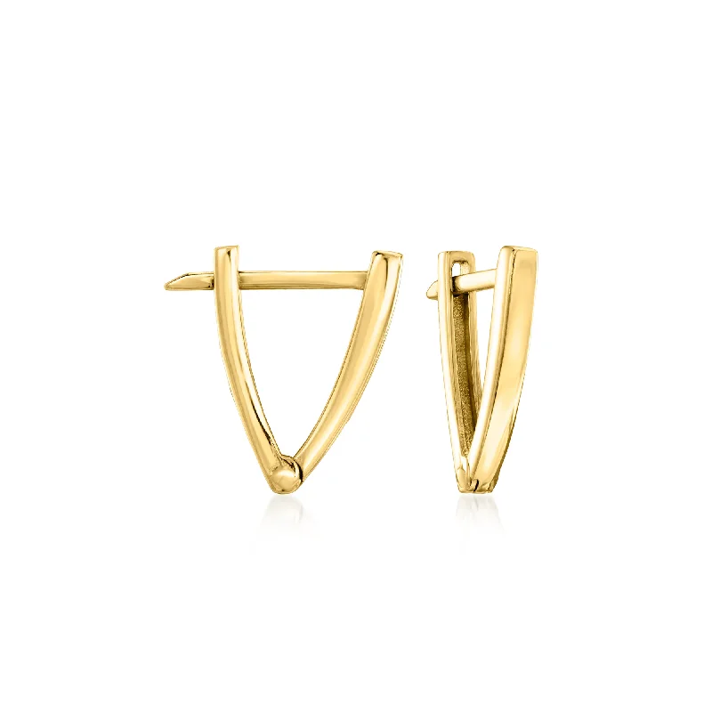 Modern Statement Jewelry For Bold Styling RS Pure by Ross-Simons 14kt Yellow Gold V-Hoop Earrings