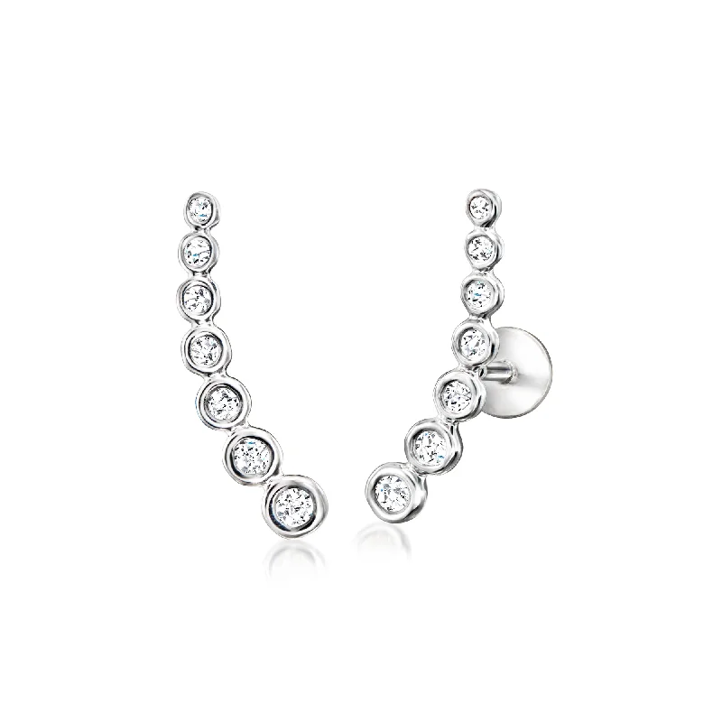 Unlock Unbeatable Jewelry Deals Before They’Re Gone RS Pure by Ross-Simons Diamond Curved Flat-Back Ear Climbers in Sterling Silver