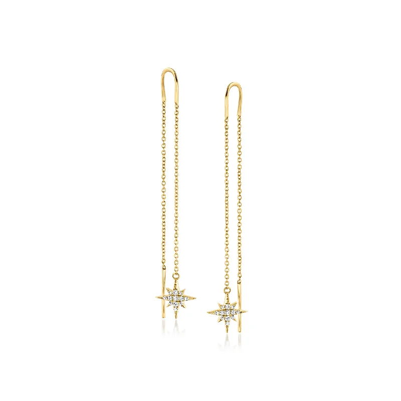 Unmissable Jewelry Clearance – Final Reductions RS Pure by Ross-Simons Diamond North Star Threader Drop Earrings in 14kt Yellow Gold
