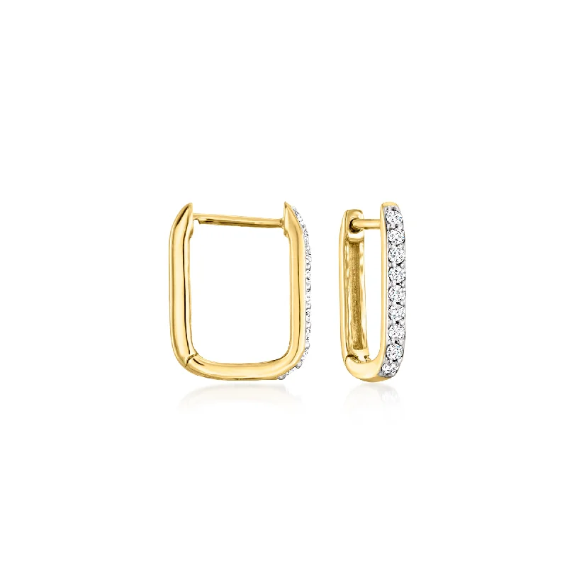 Shop Trending Jewelry With Exclusive Savings RS Pure by Ross-Simons Diamond Paper Clip Link Hoop Earrings in 14kt Yellow Gold