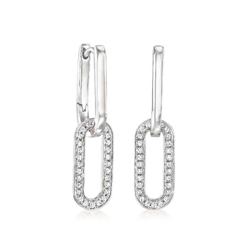 Affordable Luxury Jewelry For Every Occasion RS Pure by Ross-Simons Diamond Paper Clip Link Removable Drop Earrings in Sterling Silver