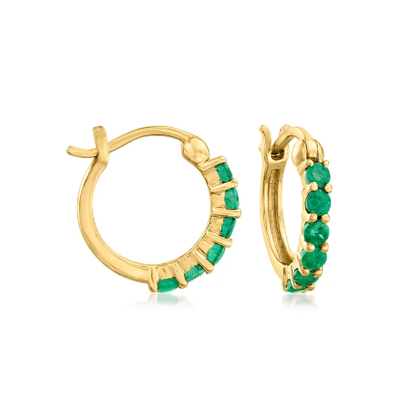 Limited-Time Offer On Elegant Jewelry Pieces RS Pure by Ross-Simons Emerald Huggie Hoop Earrings in 14kt Yellow Gold