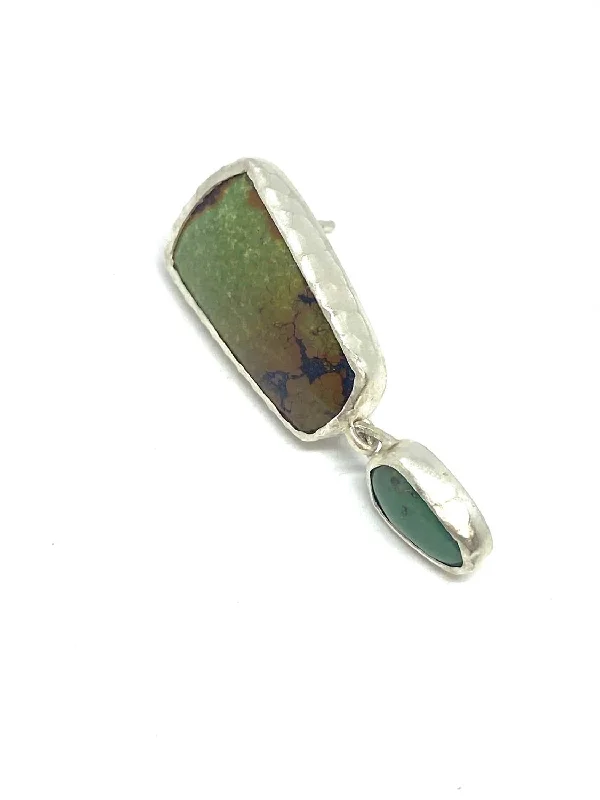 Romantic Heart-Shaped Jewelry For Special Gifts Single Silver Drop Post Earring In Double Turquoise/silver