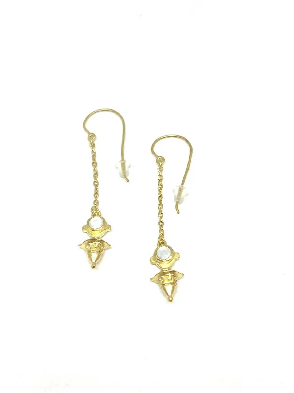 Fashion-Forward Geometric Jewelry For Contemporary Style Small Cone Mother Of Pearl Tuareg Earrings In Gold
