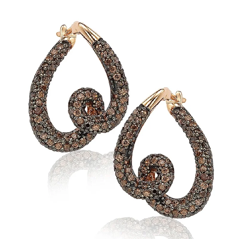 Grab Your Dream Jewelry At The Lowest Prices Suzy Levian Rose Sterling Silver Brown Cubic Zirconia Swirl Earrings
