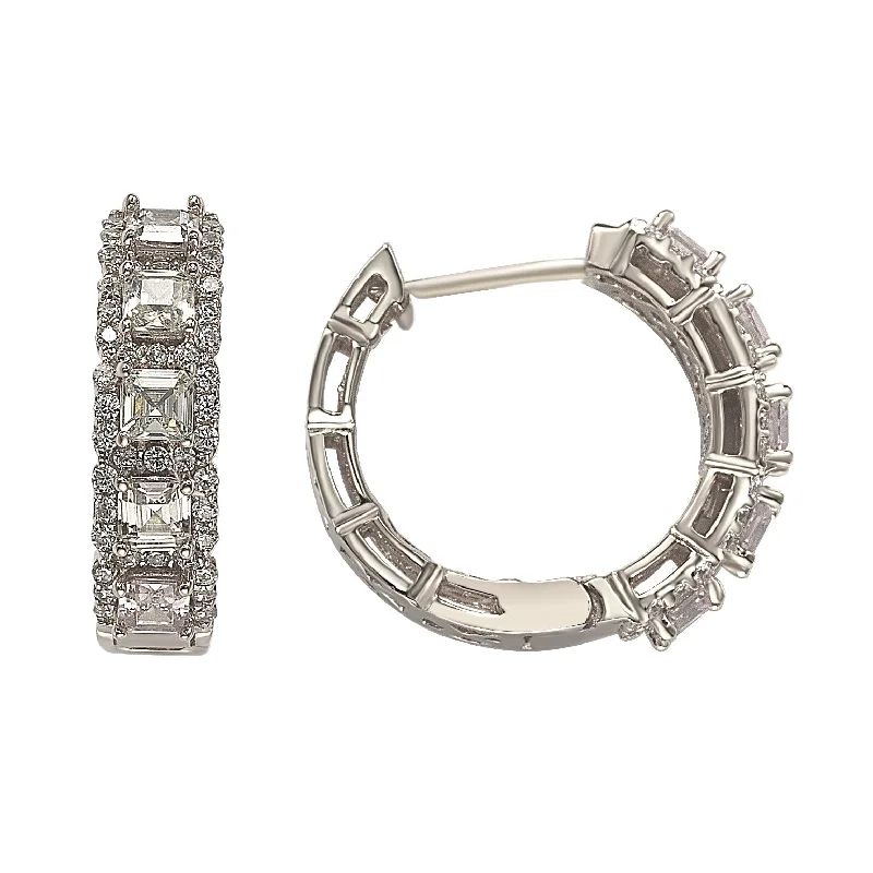 Best-Selling Jewelry Now Available At Special Deals Suzy Levian Sterling Silver White Cubic Zirconia Hoop Earrings