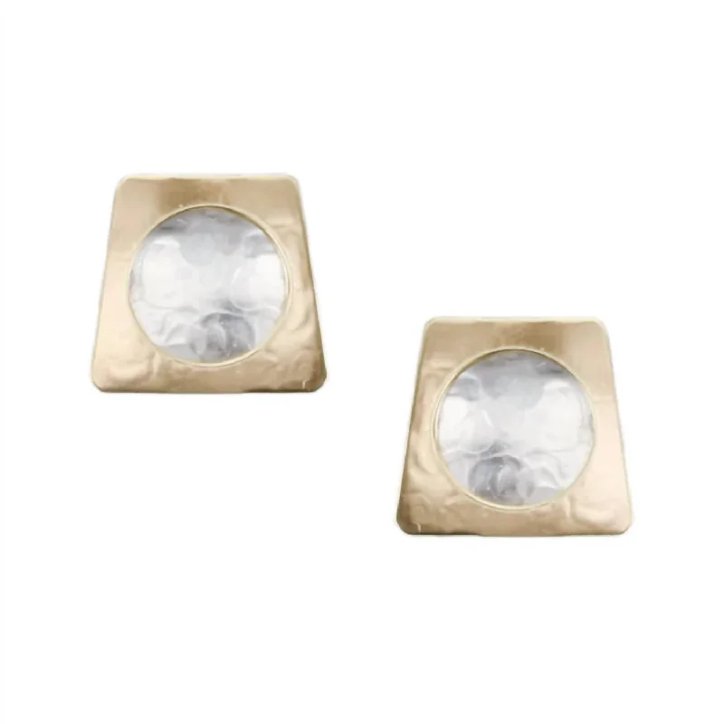 Glamorous Jewelry, Glamorous Deals – Shop Now Tapered Rectangle With Dished Disc Clip-On Earrings In Silver