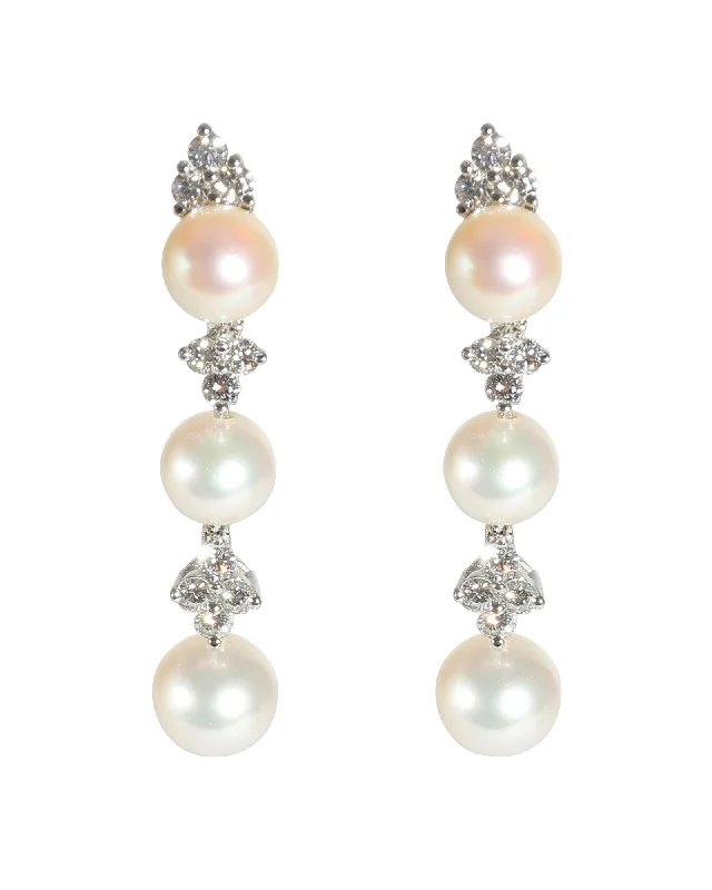 Make Every Moment Shine – Jewelry Discounts Available Tiffany & Co. Aria Pearl Earrings with Jackets in Platinum 0.62 CTW