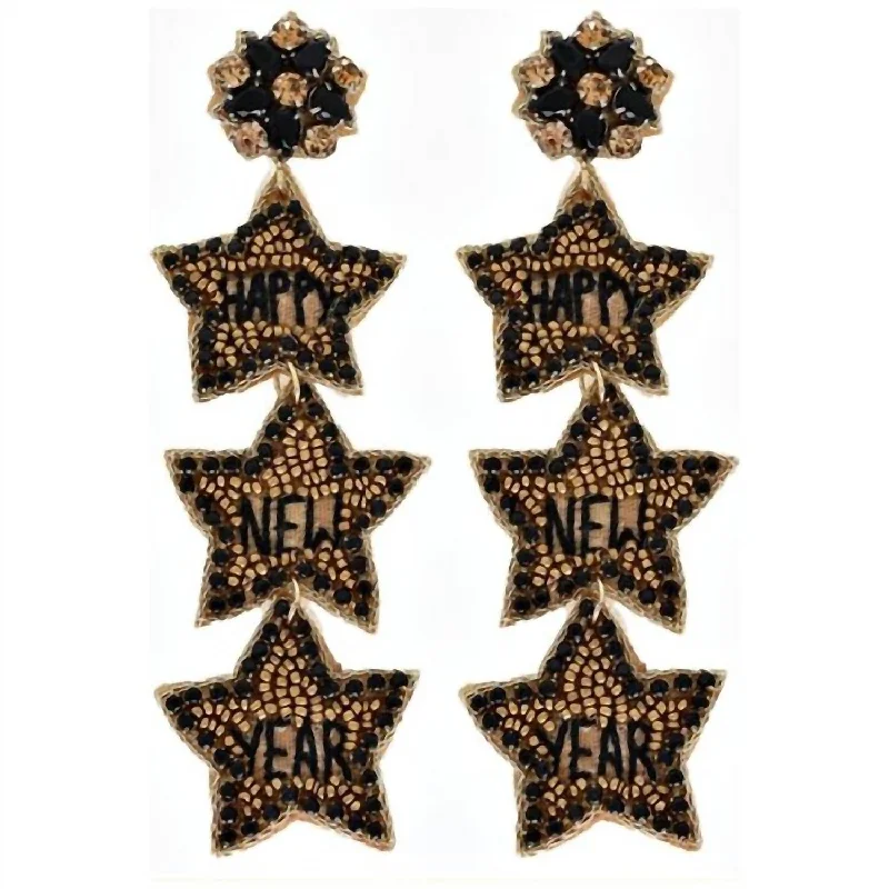 Exclusive Gemstone Jewelry Markdowns – Shop Now Women's 3 Star Seed Bead Earrings In Gold