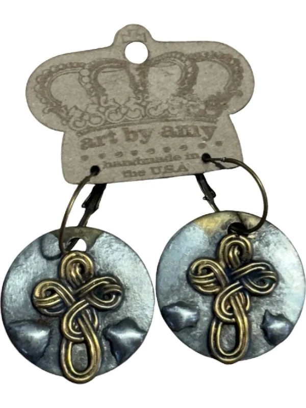 Your Perfect Accessory Now At The Best Price Women's Coins With Cross Earrings In Silver & Bronze