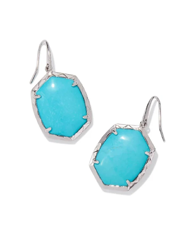 Trendy Minimalist Jewelry For Everyday Wear Women's Daphne Drop Earrings In Silver Variegated Turquoise Magnesite