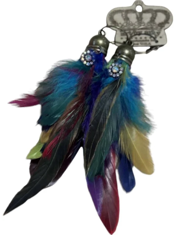 Elevate Your Outfit With Discounted Statement Jewelry Women's Feathered Earrings In Multi Colored Accents