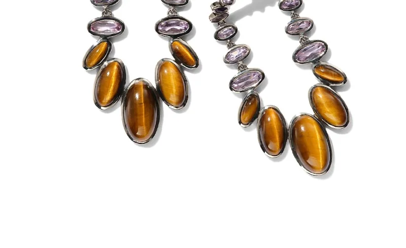Discounted Jewelry For A Glamorous Look Women's Kimono Tiger’S Eye Earrings In Brown
