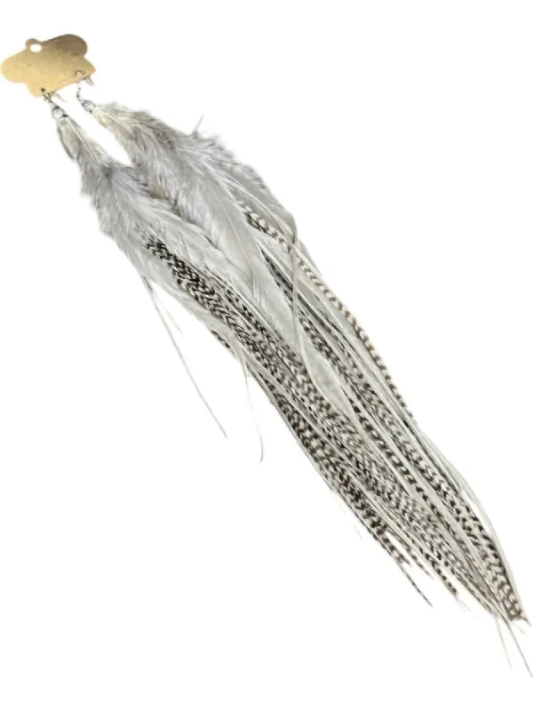 Premium Diamond Jewelry At Once-In-A-Lifetime Discounts Women's Long Feathered Earrings In Grey & Brown