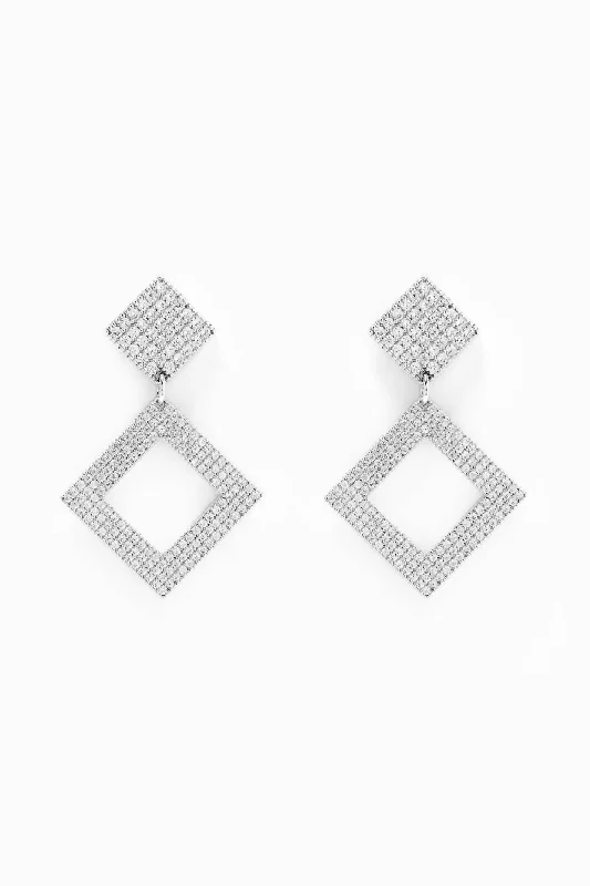 Get Your Favorite Jewelry At The Best Price Women's Pave Princess Earrings In Silver