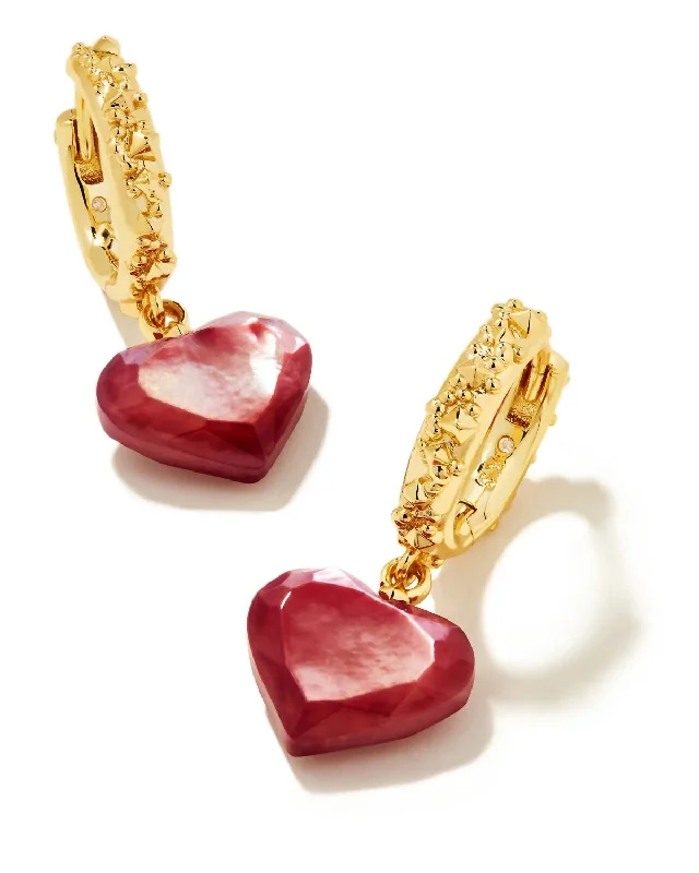 Affordable Elegance – Special Jewelry Sale Now Live Women's Penny Heart Huggie In Mulberry Mother-Of-Pearl