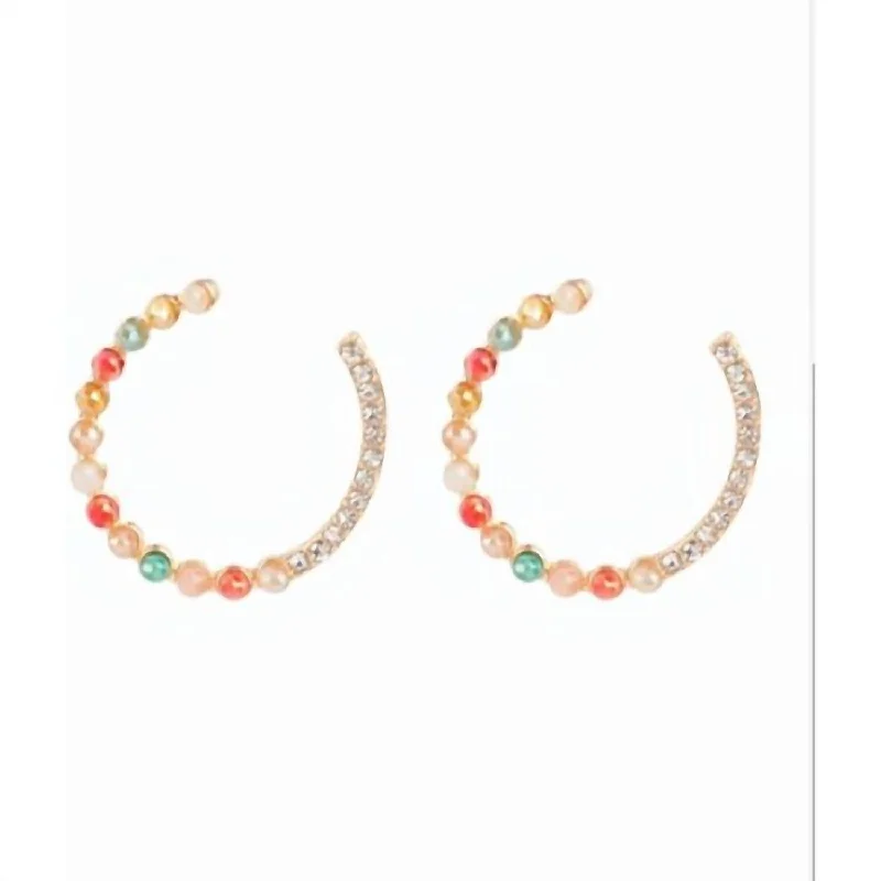 Elegant Necklaces And Bracelets At Limited-Time Offers Women's Rhinestone Hoop Earrings In Multi Color