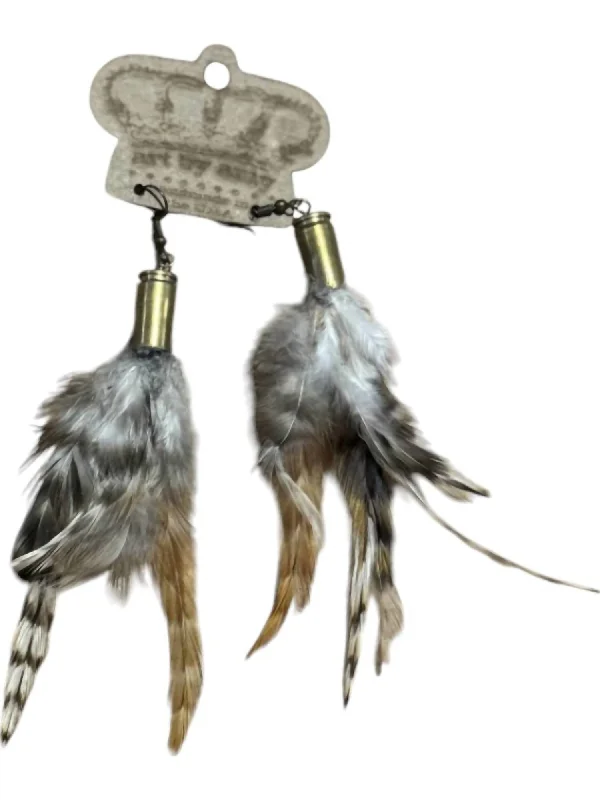 Timeless Elegance Now At Special Discounts Women's Short Feathered Earrings In Light Brown