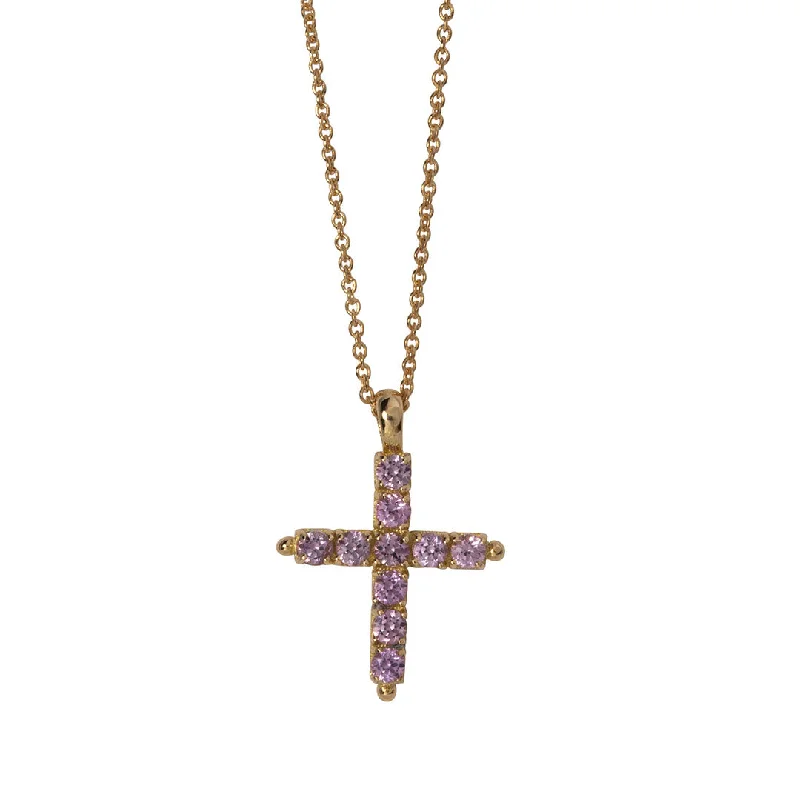 Upgrade Your Jewelry Collection For Less Pink Sapphire Cross 18K Gold Pendant Necklace