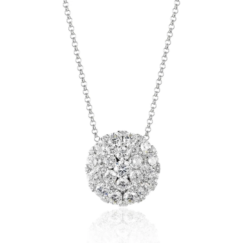 Luxury Meets Affordability – Jewelry Sale Now Live 1.21ct Round Diamond Cluster 14K White Gold Necklace