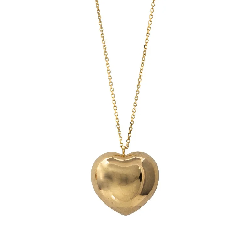 Special Sale On Handcrafted Jewelry – Shop Today 14K Yellow Gold Puffed Heart Pendant Necklace