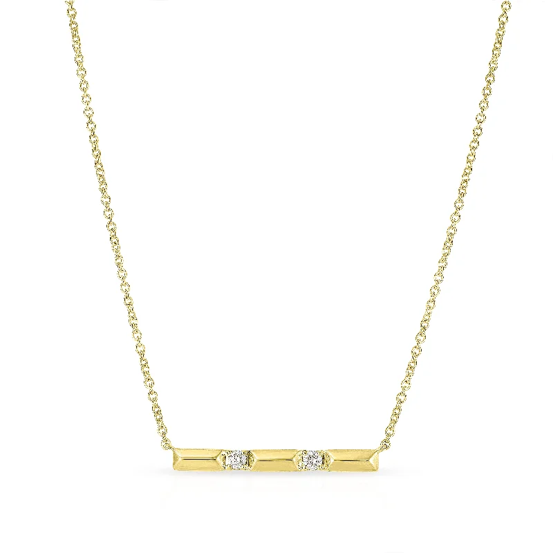 Flash Jewelry Sale – Get Stunning Pieces At Low Prices 14K Yellow Gold Round Shape Diamonds Bar Necklace (.10ctw)