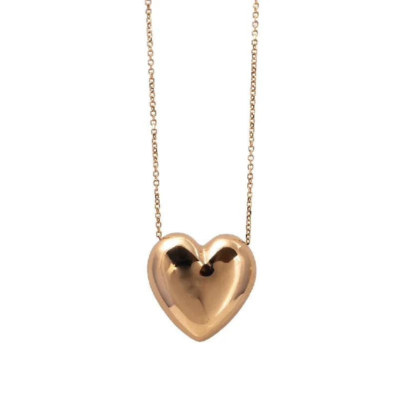 Buy More, Save More – Special Jewelry Discounts 18K Rose Gold Puffed Heart Pendant Necklace