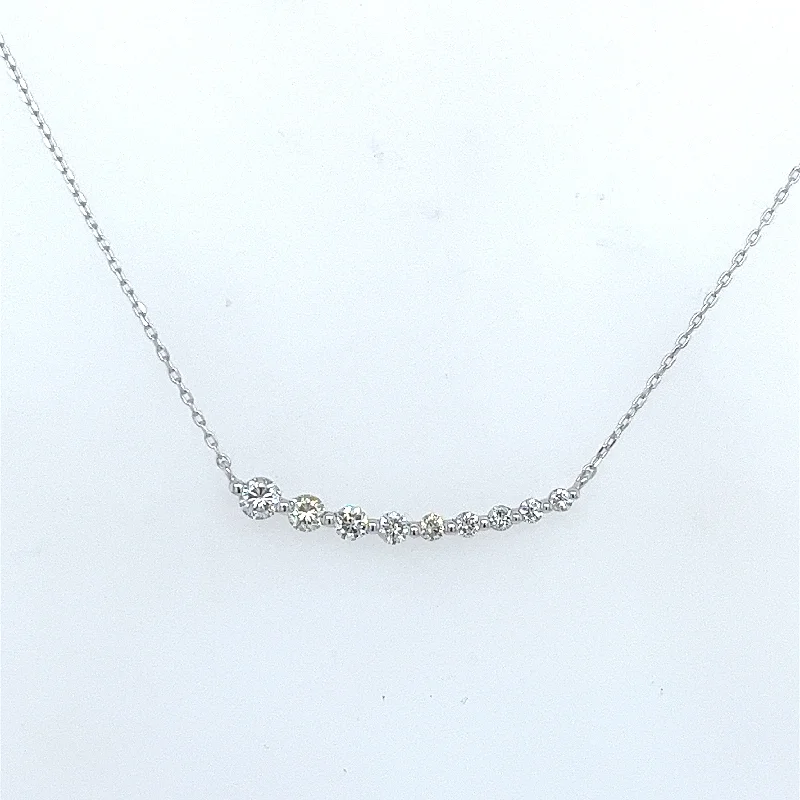 Chic, Trendy, And Affordable Jewelry Sale 18K White Gold Round Shape Diamond 18K White Gold Cable Link Necklace (.29ctw)