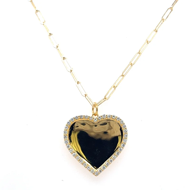 Grab Exquisite Jewelry At The Lowest Prices 18K Yellow Gold Round Shape Diamonds Heart Pendant with a 18K Yellow Gold Necklace (.38ctw)